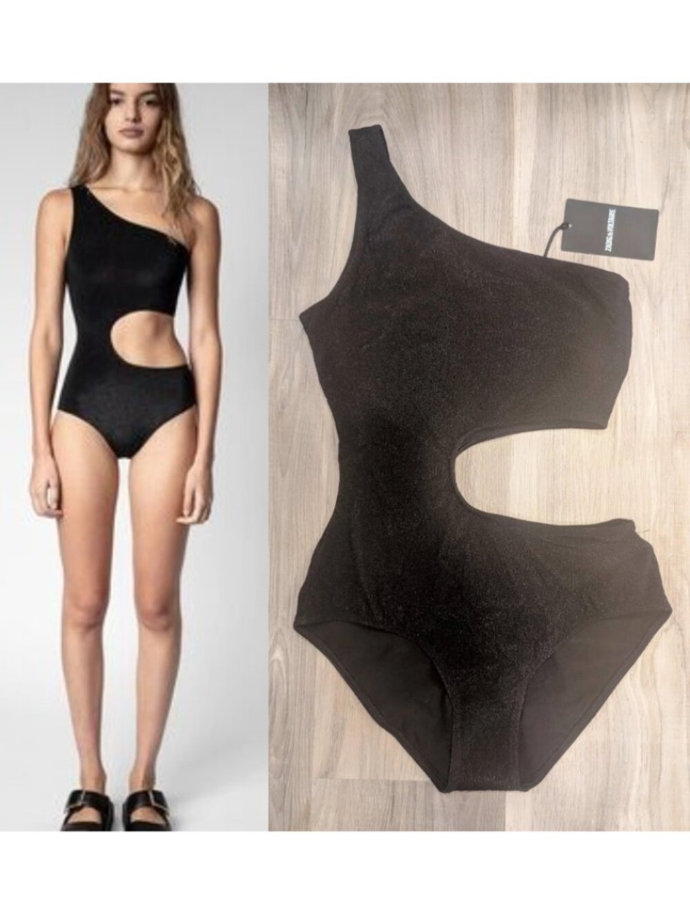 Zadig & Voltaire | Crinkle One Shoulder Swimsuit In Noir